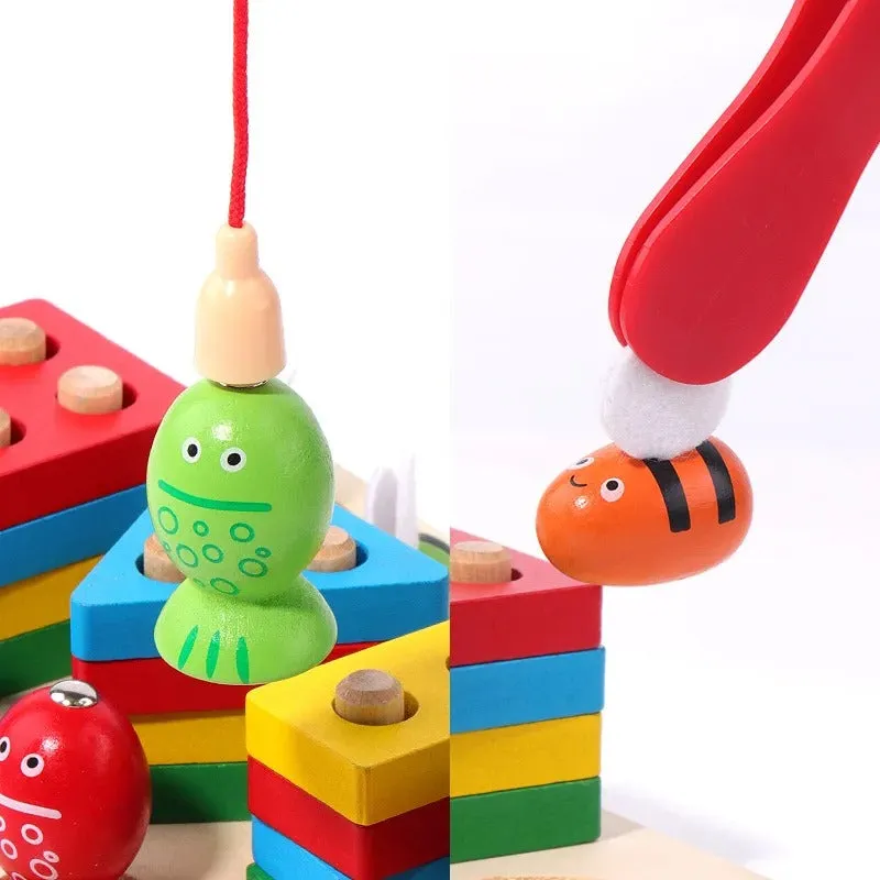 3 in 1 Bee Clipping and Magnetic Fishing Four Column Shape Kit