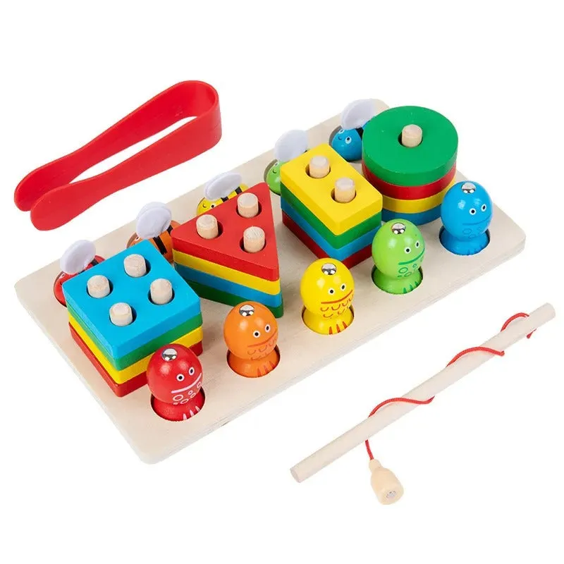 3 in 1 Bee Clipping and Magnetic Fishing Four Column Shape Kit