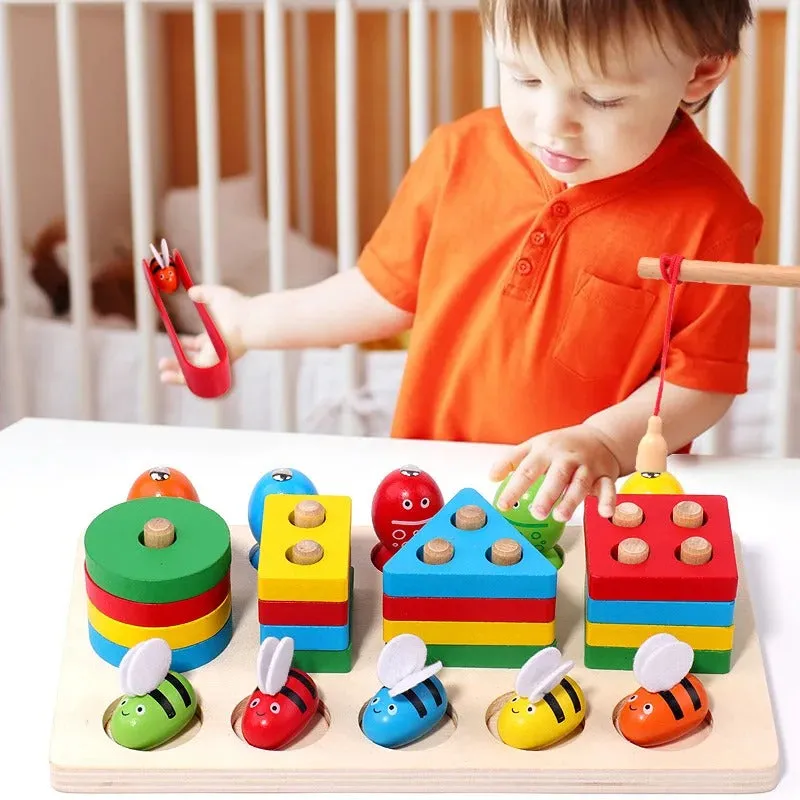 3 in 1 Bee Clipping and Magnetic Fishing Four Column Shape Kit