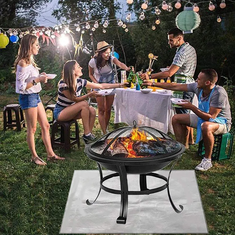 Fire Pit Square Mat for Wood Burner Fireproof Pad Deck Protector