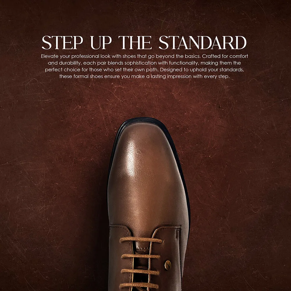 Fortune Brown Formal Lace Up Derby Shoes For Men LUCIO-201 By Liberty